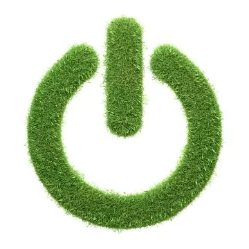 An eco-friendly power button icon made of green grass Stock Illustration
