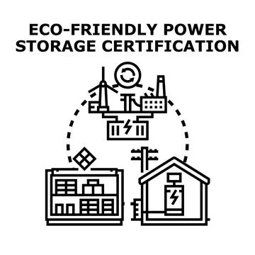 Eco friendly power storage certification concept illustration Illustrazione stock