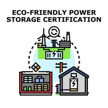 Eco friendly power storage certification concept illustration Illustrazione stock