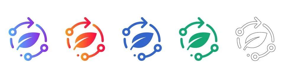 Eco Friendly Process and Sustainability Icons Stock Illustration