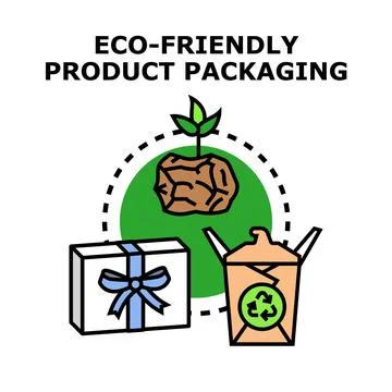 Eco friendly product packaging solutions promoting sustainability Stock Illustration