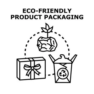 Eco friendly product packaging solutions promoting sustainability Stock Illustration