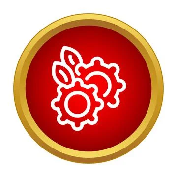 Eco friendly production process concept with gears and leaves Stock Illustration