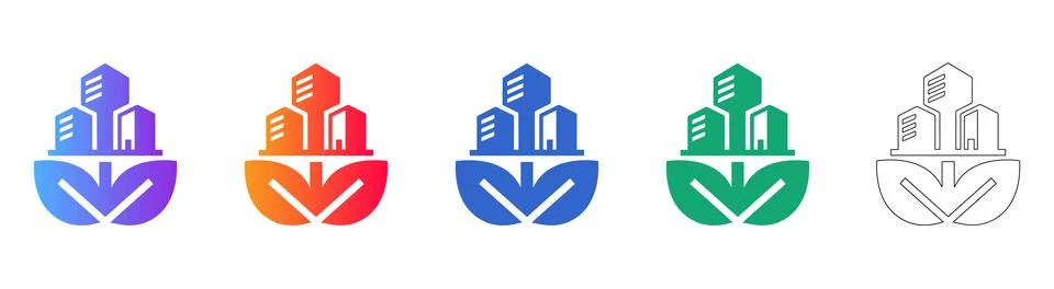 Eco Friendly Real Estate Development Icons Stock Illustration