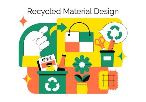 Eco Friendly Recycled Material Design Vector Illustration Featuring Circula.. Illustrazione stock