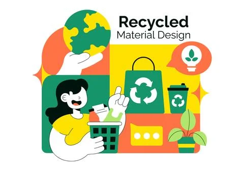 Eco Friendly Recycled Material Design Vector Illustration Featuring Circula.. Illustrazione stock