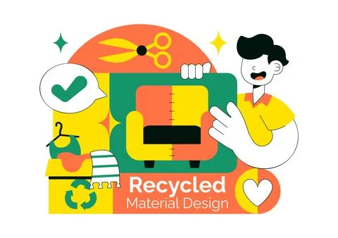 Eco Friendly Recycled Material Design Vector Illustration Featuring Circula.. Stock Illustration