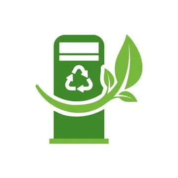 Eco-Friendly Recycling Bin with Leaf Symbol for Environmental Awareness Stock Illustration