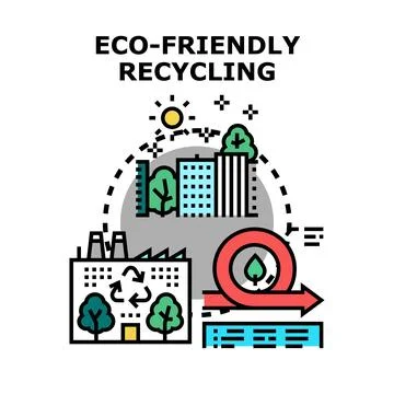 Eco friendly recycling process and sustainable city development 스톡 일러스트