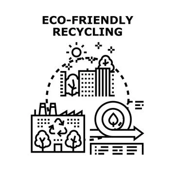 Eco friendly recycling process and sustainable city development Stock Illustration