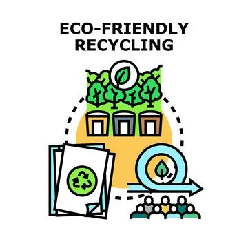Eco friendly recycling process concept protecting environment Stock Illustration