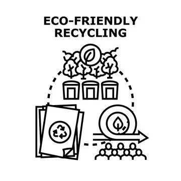 Eco friendly recycling process concept protecting environment Stock Illustration