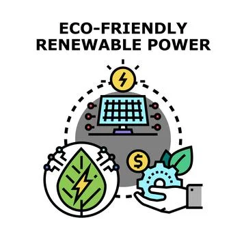 Eco friendly renewable power saving nature energy concept Stock Illustration