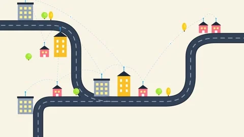 Eco Friendly Smart City IoT Flat Map Stock Footage 344270359