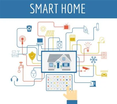 Eco friendly smart house concept. Infographic template. Flat style design Illustrazione stock