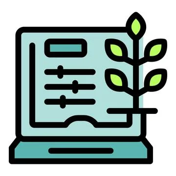Eco friendly software development growing green technology on laptop 스톡 일러스트