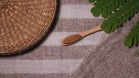 Eco Friendly Spa Kit. Different Personal Hygiene Products. Top View Stock Footage 101450948