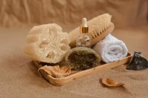 Eco-friendly spa, massage, peeling and hydration kit Foto stock