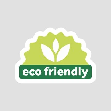 Eco friendly sticker in flat design. Green ecological badge with leaf. Vector Stock Illustration