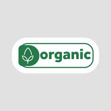 Eco friendly sticker in flat design. Organic packaging badge with leaf. Vecto Stock Illustration