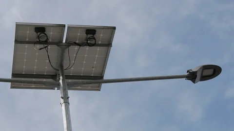 Eco friendly street light with solar panel Stock Footage 106573072
