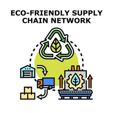 Eco friendly supply chain network promoting sustainability Stock Illustration