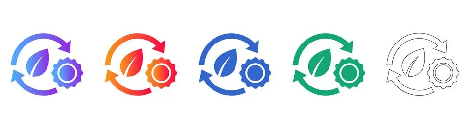 Eco Friendly Sustainability Process Icon Set Stock Illustration