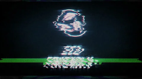 Eco friendly symbol on analog screen VHS style Video stock 301520718