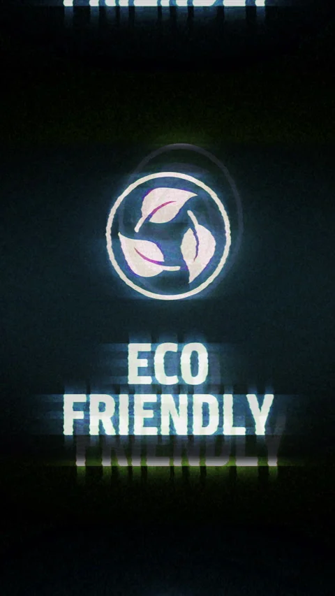 Eco friendly symbol on analog screen modern glitch vertical Stock Footage 301520741