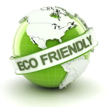 Eco friendly symbol with globe, 3d render Illustrazione stock