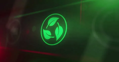 Eco friendly symbol light flashing on board control display Stock Footage 301520351