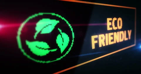 Eco friendly symbol light flashing on digital display Stock Footage 301520739