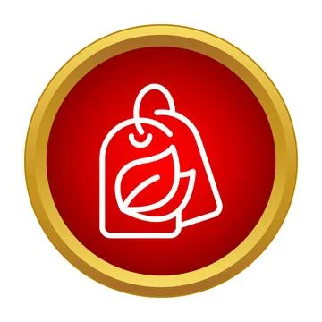 Eco friendly tag with leaf symbol on red background Illustrazione stock