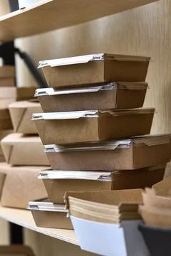 Eco-Friendly Takeaway Packaging Stock Photos