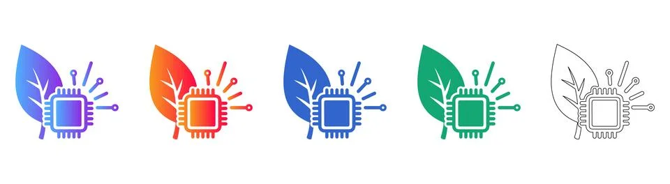 Eco Friendly Tech and Semiconductor Chip Icons イラスト素材