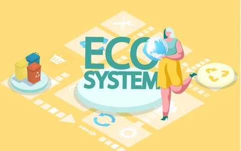 Eco friendly technologies on planet. Environmentally safe power sources, biofuel Stock Illustration