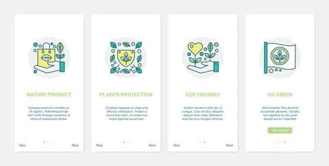 Eco friendly technology, go green concept UX, UI onboarding mobile app page Illustrazione stock