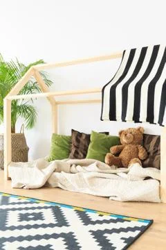 Eco friendly textiles in baby room Stock Photos