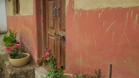 Eco friendly traditional mud house Himalayan homestay Stock Footage 339944429