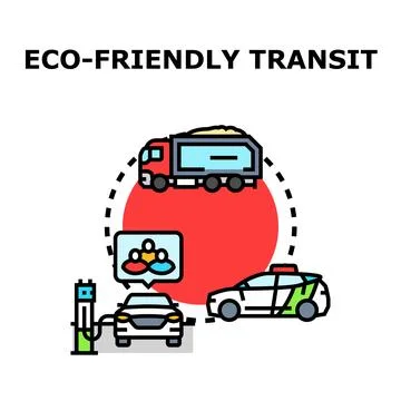 Eco friendly transit system using electric vehicles and shared mobility Stock Illustration