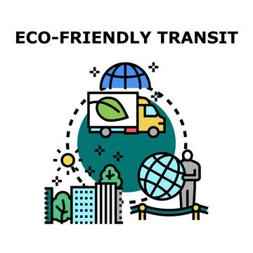 Eco friendly transit van delivering sustainable freight services Stock Illustration
