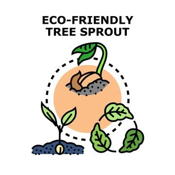 Eco friendly tree sprout growing and nature recycling Stock Illustration