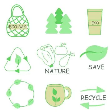 Eco friendly vector illustration set. Stock Illustration