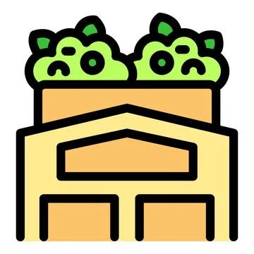 Eco friendly warehouse implementing green roof technology for sustainable u.. Illustrazione stock