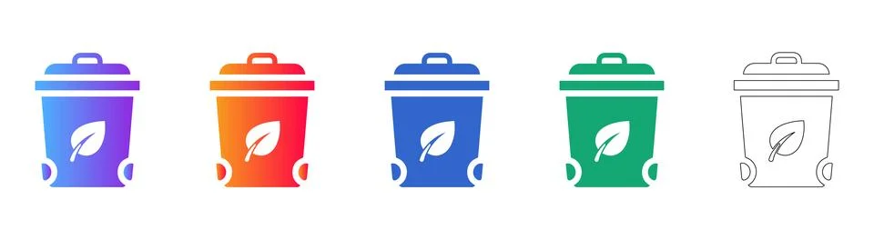 Eco Friendly Waste Bin Vector Icon Set Stock Illustration
