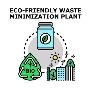 Eco friendly waste minimization plant processing materials Stock Illustration