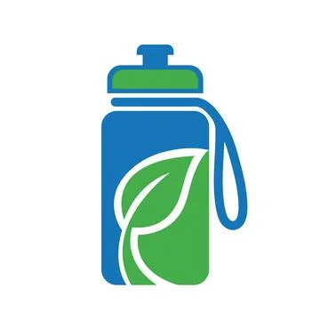 Eco friendly water bottle with leaf icon Stock Illustration