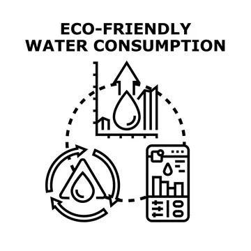 Eco friendly water consumption optimizing and saving resource Illustrazione stock