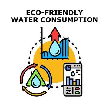 Eco friendly water consumption optimizing and saving resource Illustrazione stock