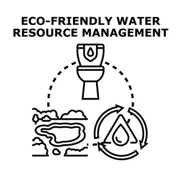Eco friendly water resource management with wastewater recycling cycle Stock Illustration